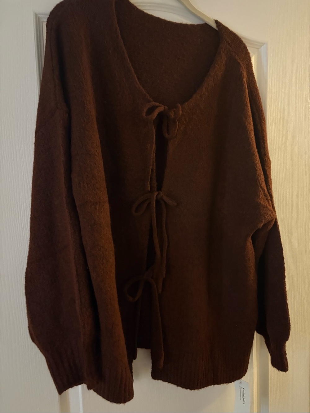 Saodimallsu Cozy Brown Tie-Front Women's Sweater